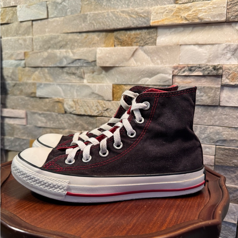 Black and Red High-Top Athletic Shoes